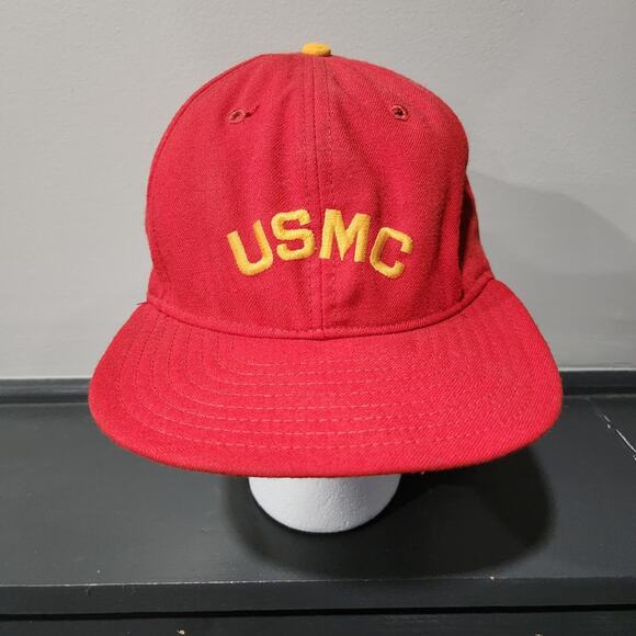 VTG 80s USMC United States Marine Corps New Era Snapback Med‎ Large Hat Cap USA - Picture 3 of 16